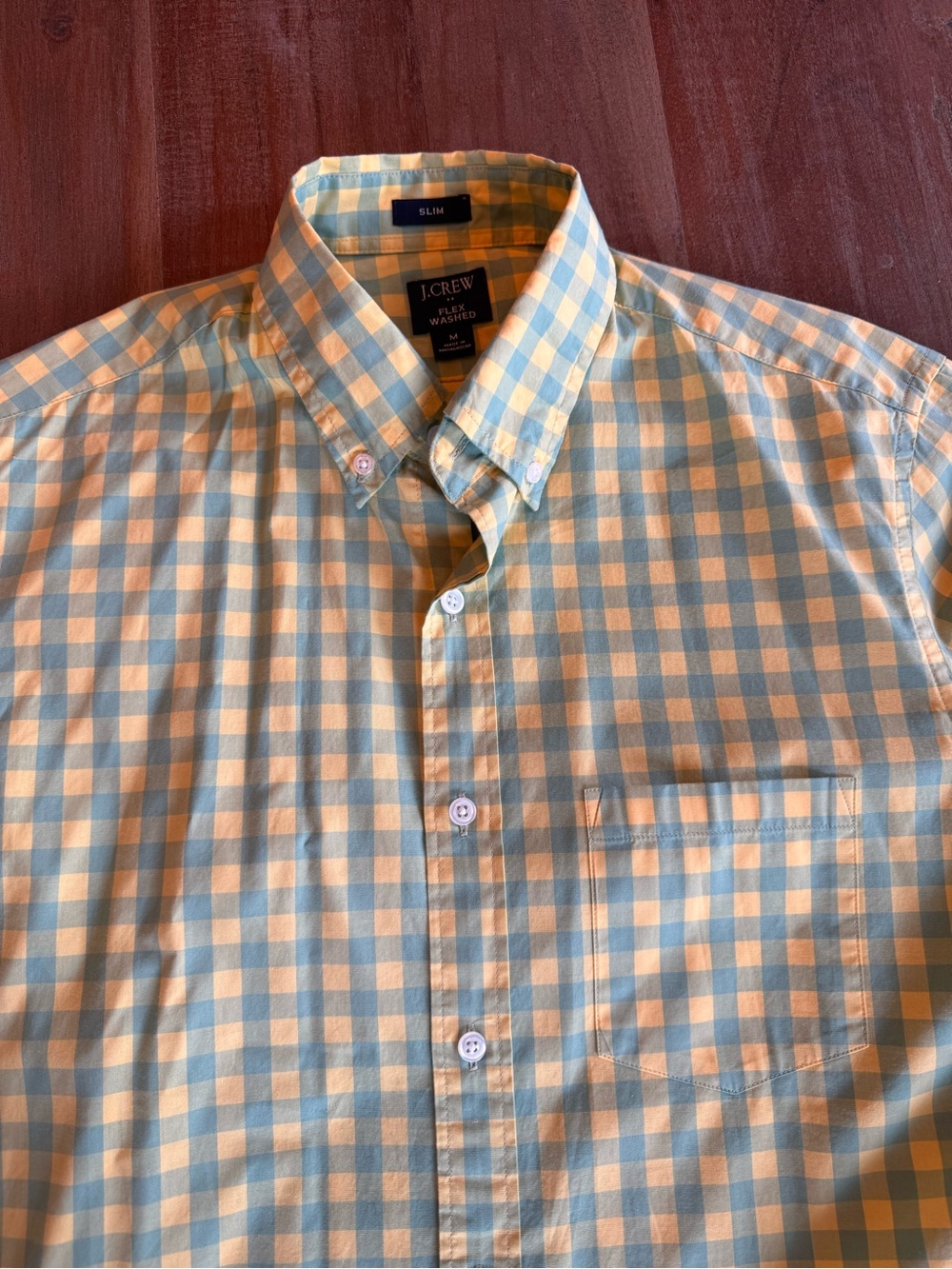 J. Crew Button-Down Gingham Shirt in green and yellow
